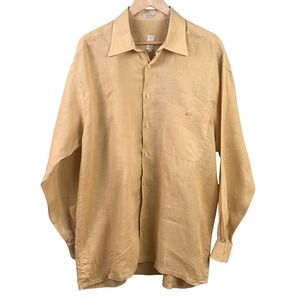 VTG Burma Bibas Butterscotch Long Sleeve LINEN Summer Camp Shirt Large‎